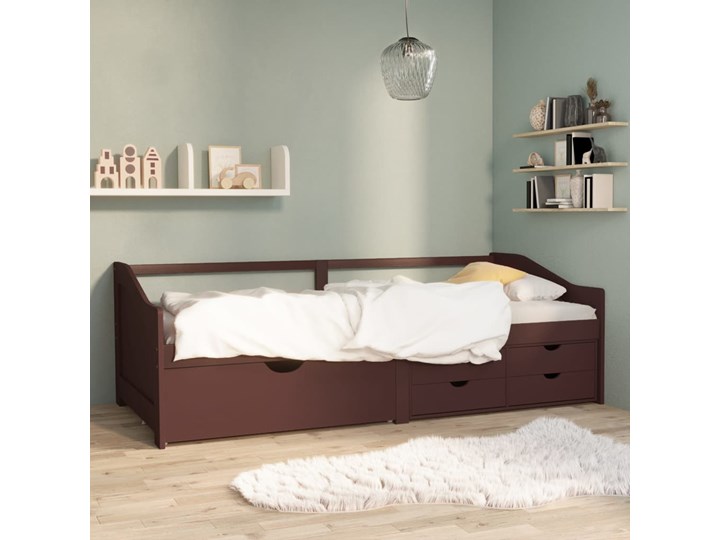 vidaXL 3-osobowa sofa/łóżko z szufladami, ciemnobrązowa, 90 x 200 cm Drewno Rozmiar materaca 90x200 cm Kolor Brązowy