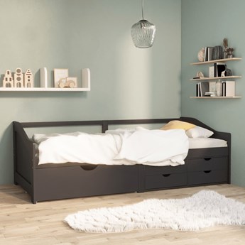 vidaXL 3-osobowa sofa/łóżko z szufladami, szara, sosnowa, 90 x 200 cm