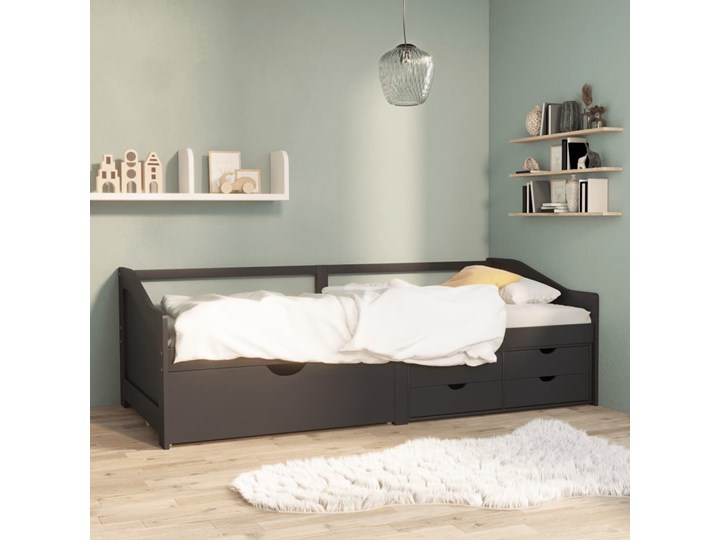 vidaXL 3-osobowa sofa/łóżko z szufladami, szara, sosnowa, 90 x 200 cm Drewno Rozmiar materaca 90x200 cm Kategoria Łóżka dla dzieci