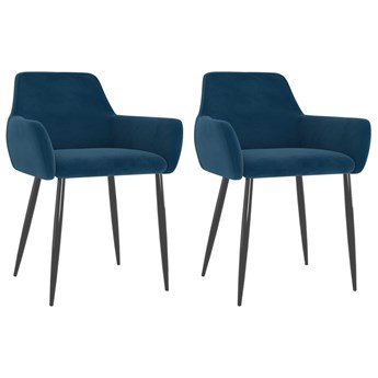 vidaXL Krzesła stołowe, 2 szt., niebieskie, obite aksamitem