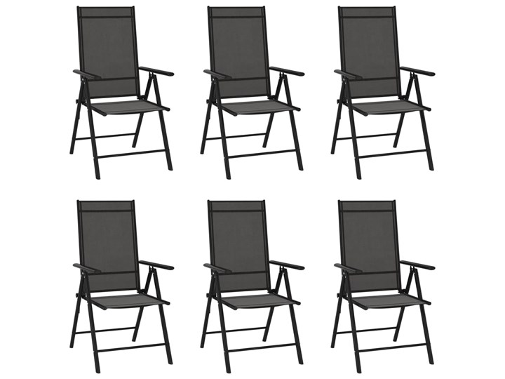 vidaXL Składane krzesła ogrodowe, 6 szt., tkanina textilene, czarne Aluminium Kolor Czarny Tworzywo sztuczne Krzesło składane Kolor Szary