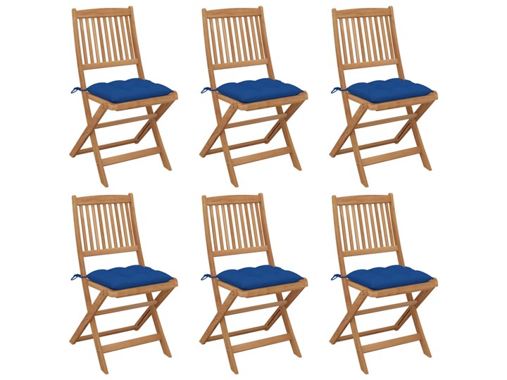 vidaXL Składane krzesła ogrodowe z poduszkami, 6 szt., drewno akacjowe Krzesło składane Kolor Tworzywo sztuczne Kolor Brązowy