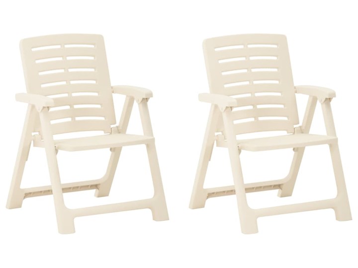vidaXL Krzesła ogrodowe, 2 szt., plastikowe, białe Tworzywo sztuczne Krzesło z podłokietnikami Kolor Biały