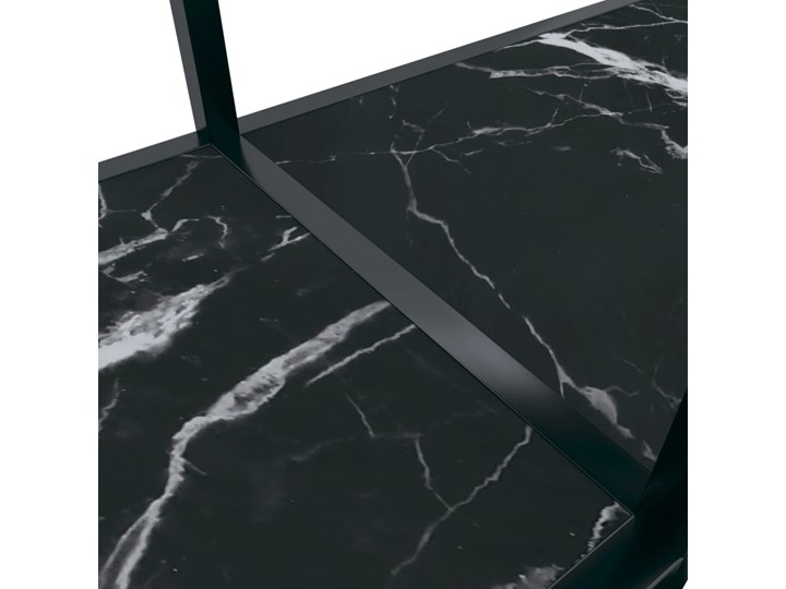 vidaXL Stolik konsolowy, czarny, 140x35x75,5 cm, szkło hartowane Stal nierdzewna Z półką Kategoria Konsole