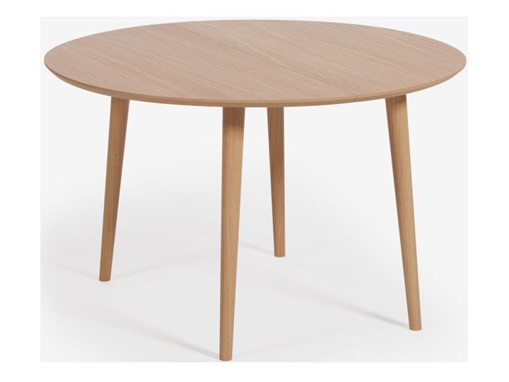 Stół rozkładany okrągły naturalny fornirowany blat drewniane nogi dąb Ø120-200x74 cm