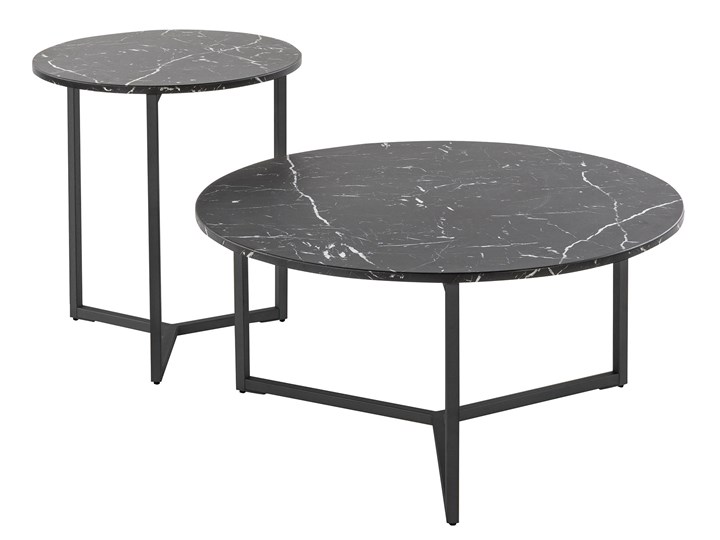 Zestaw dwóch marmurowych stolików Ravello Wysokość 55 cm Zestaw stolików Metal Szerokość 80 cm Szkło Długość 80 cm Wysokość 40 cm Funkcje Z półkami