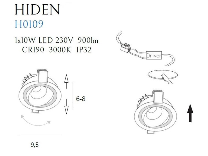 Minimalistyczne oczko HIDEN podtynkowy wpust LED 10W 3000K biały Oprawa stropowa Oprawa led Kategoria Oprawy oświetleniowe