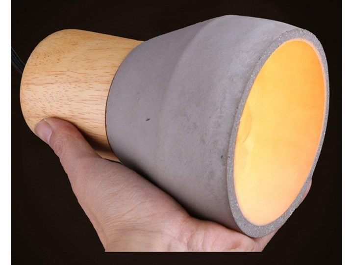 Skandynawski zwis ST-5220-black wisząca lampa do sypialni czarna drewno Stal Beton Metal Kolor Czarny