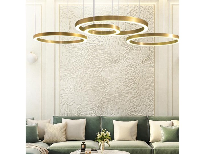Zwis minimalistyczny CIRCLE 40+60+80 LED 279W 3000K ringi hol mosiądz Kategoria Lampy wiszące Metal Stal Kolor Złoty