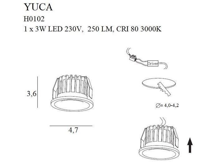 Podtynkowa lampa metalowa YUCA FIXED nowoczesna LED 3W 3000K biała Oprawa led Kolor Biały