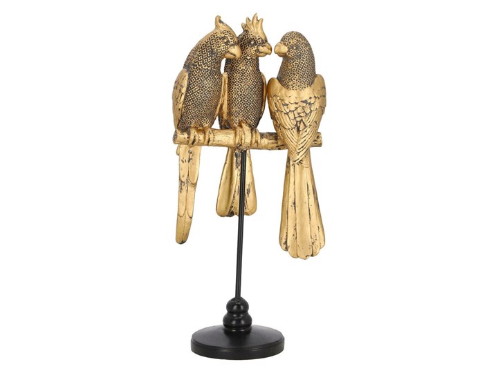 Dekoracja 3 papugi złote Drewno Ptaki Kolor Złoty