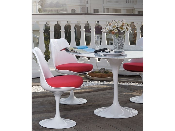 Stół okrągły marmurowy, biały TULIP MARBLE FI 100 CARRARA Stal Kamień Wysokość 74 cm Liczba miejsc Do 4 osób