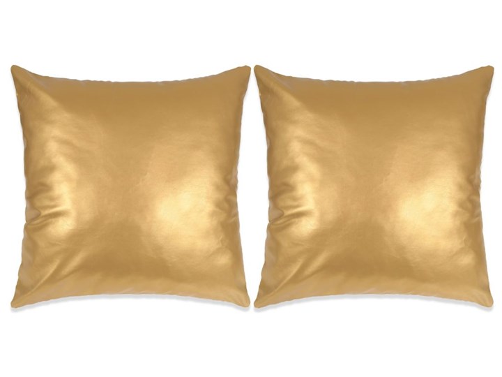 vidaXL 2-częściowy zestaw poduszek z PU, 60x60 cm, złoty Bawełna Poszewka dekoracyjna Poliester Kwadratowe Styl Glamour