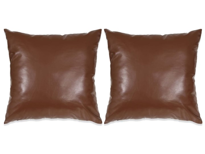 vidaXL Zestaw 2 poduszek PU z weluru w kolorze brązowym 60 x 60 cm Bawełna Kwadratowe Poszewka dekoracyjna 60x60 cm Poliester Styl Vintage Styl Nowoczesny
