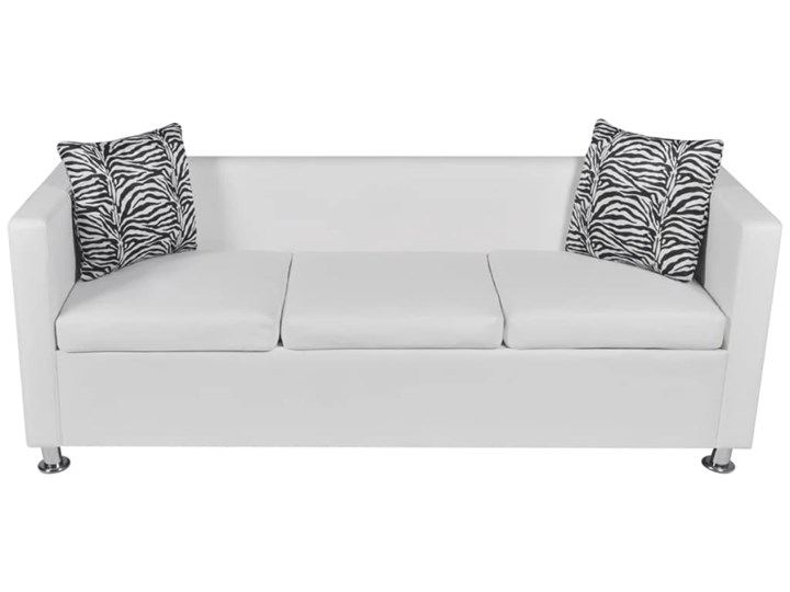 vidaXL Sofa 3-osobowa ze skóry syntetycznej, biała Stała konstrukcja Głębokość 62 cm Głębokość 35 cm Szerokość 170 cm Materiał obicia Tkanina