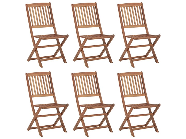 vidaXL Składane krzesła ogrodowe z poduszkami, 6 szt., drewno akacjowe Kolor Brązowy Tworzywo sztuczne Krzesło składane Styl Nowoczesny