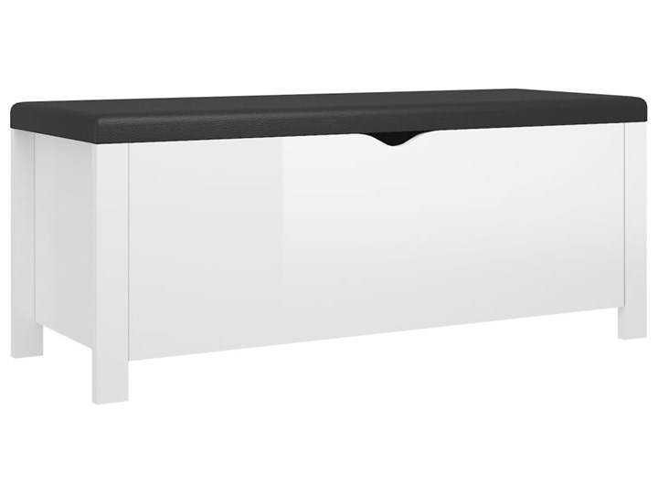 vidaXL Skrzynia z poduszką, biała z połyskiem, 105x40x45 cm, płyta Kolor Biały