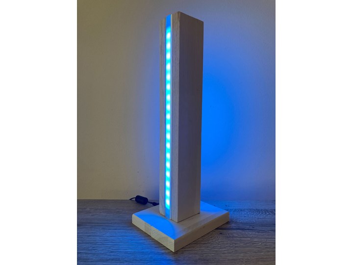 Drewniana lampka stołowa LED z pilotem - S428-Glaxi Wysokość 28 cm Drewno Metal Styl Skandynawski