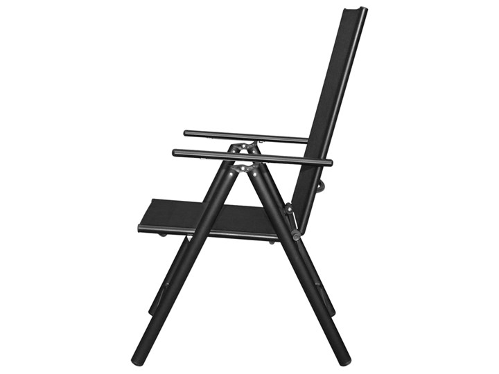 vidaXL 9-cz. składany zestaw mebli ogrodowych, aluminium, czarny Tworzywo sztuczne Stoły z krzesłami Styl Industrialny