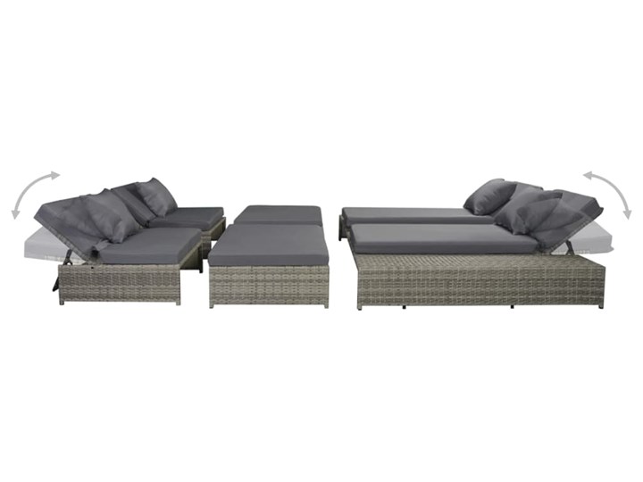 vidaXL 5-cz. zestaw wypoczynkowy do ogrodu, poduszki, rattan PE, szary Stal Liczba miejsc Dwuosobowy Zestawy wypoczynkowe Technorattan Zawartość zestawu Sofa