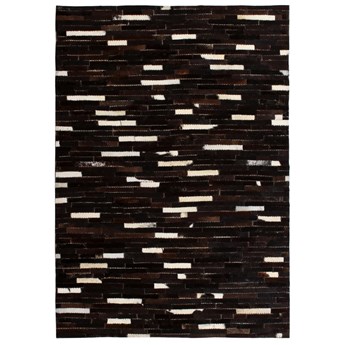 vidaXL Dywan ze skóry, patchwork w paski, 80x150 cm, czarno-biały