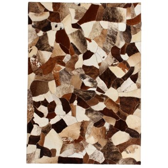 vidaXL Dywan ze skóry bydlęcej, patchwork, 80x150 cm, brązowo-biały