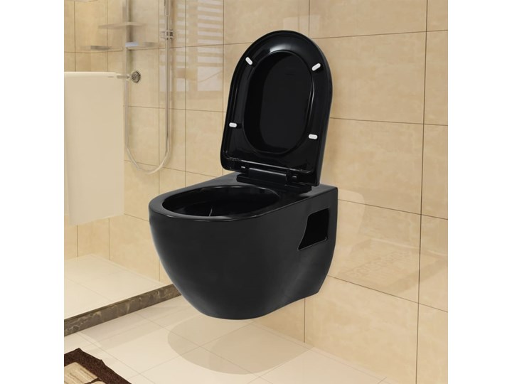 vidaXL Toaleta wisząca, ceramiczna, czarna Kolor Czarny