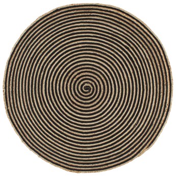 vidaXL Dywanik ręcznie wykonany z juty, spiralny wzór, czarny, 120 cm