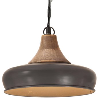 vidaXL Industrialna lampa wisząca, szare żelazo i drewno, 26 cm, E27