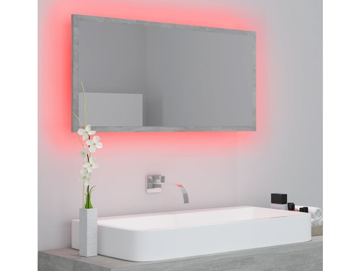 vidaXL Lustro łazienkowe z LED, szarość betonu, 90x8,5x37 cm, płyta Styl Nowoczesny Ścienne Lustro z ramą Prostokątne Pomieszczenie Łazienka