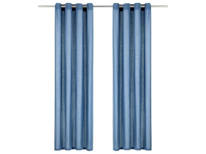 vidaXL Zasłony, metalowe kółka, 2 szt., bawełna, 140x175 cm niebieskie Zasłona zaciemniająca Pomieszczenie Sypialnia