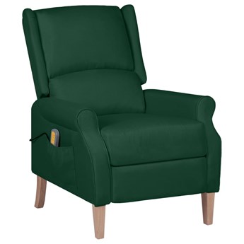 vidaXL Rozkładany fotel masujący, ciemnozielony, obity tkaniną
