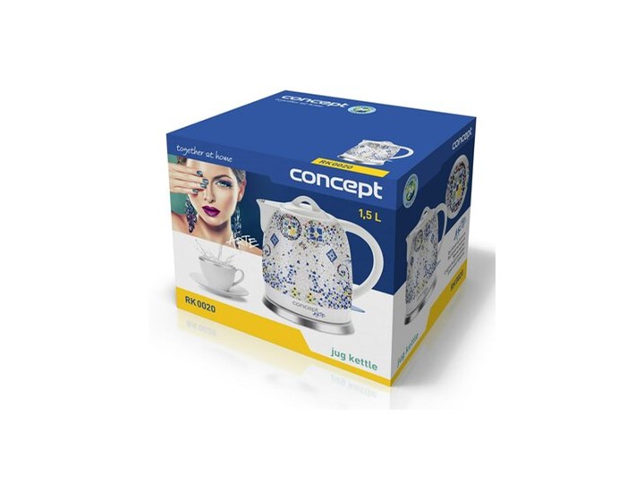 Czajnik elektryczny CONCEPT ARTE 1,5 l biały niebieski ceramiczny
