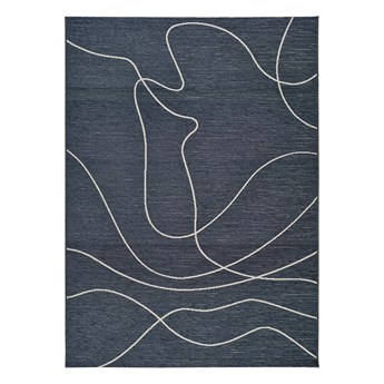 Ciemnoniebieski dywan zewnętrzny z domieszką bawełny Universal Doodle, 130x190 cm