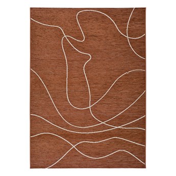 Ciemnopomarańczowy dywan zewnętrzny z domieszką bawełny Universal Doodle, 77x150 cm