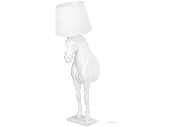 Lampa Koń podłogowa HORSE STAND biała 180 wys. Tkanina Lampa z kloszem Lampa z abażurem Lampa inspirowana Lampa z regulacją wysokości Kolor Biały Szkło Styl Nowoczesny
