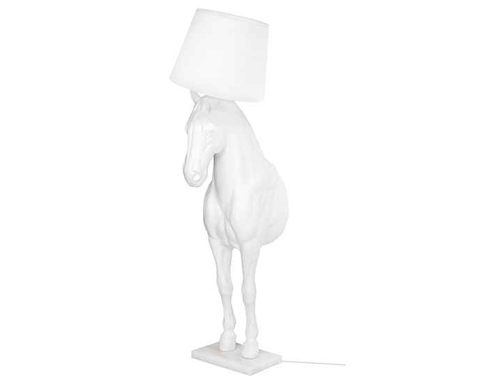Lampa Koń podłogowa  HORSE STAND biała 180 wys. Lampa inspirowana Lampa z abażurem Lampa z regulacją wysokości Szkło Lampa z kloszem Tkanina Kolor Biały