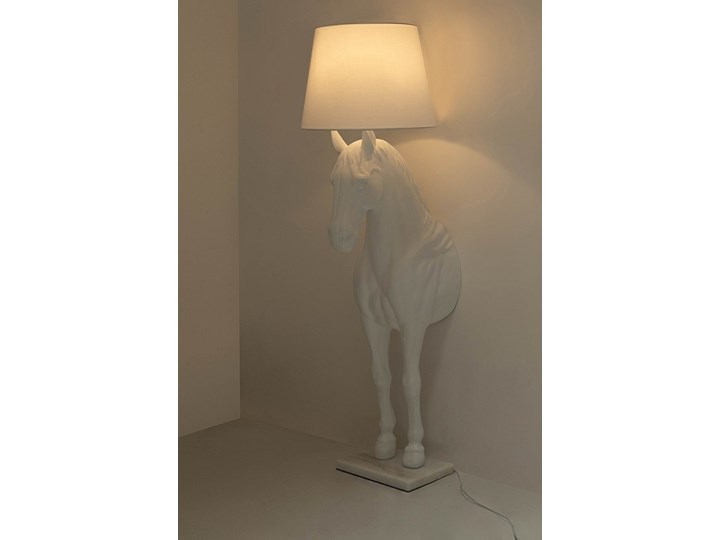 Lampa Koń podłogowa HORSE STAND biała 180 wys. Lampa z regulacją wysokości Tkanina Lampa z kloszem Lampa inspirowana Lampa z abażurem Szkło Styl Nowoczesny