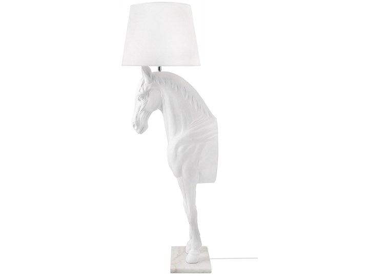 Lampa Koń podłogowa  HORSE STAND biała 180 wys. Lampa z regulacją wysokości Lampa z kloszem Styl Nowoczesny Szkło Lampa z abażurem Tkanina Lampa inspirowana Kolor Biały