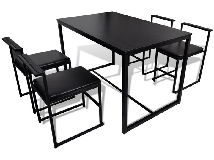 vidaXL 5-elementowy zestaw mebli do jadalni: stół i krzesła, czarny Liczba krzeseł 4 krzesła Pomieszczenie Jadalnia