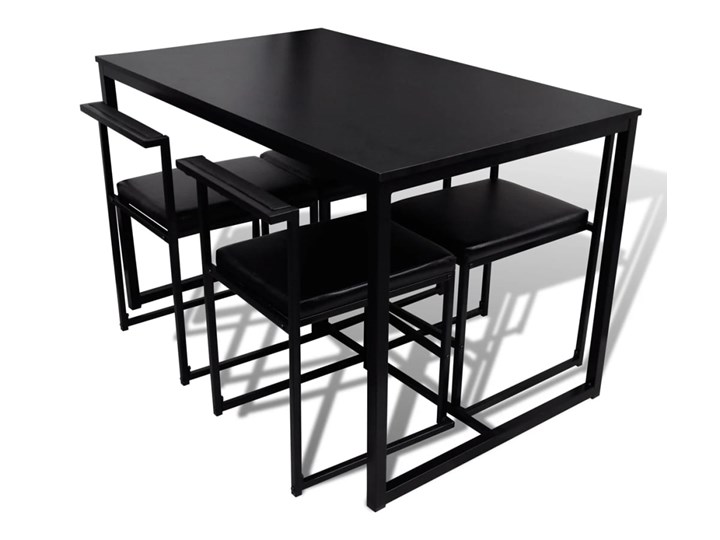 vidaXL 5-elementowy zestaw mebli do jadalni: stół i krzesła, czarny Liczba krzeseł 4 krzesła Pomieszczenie Jadalnia