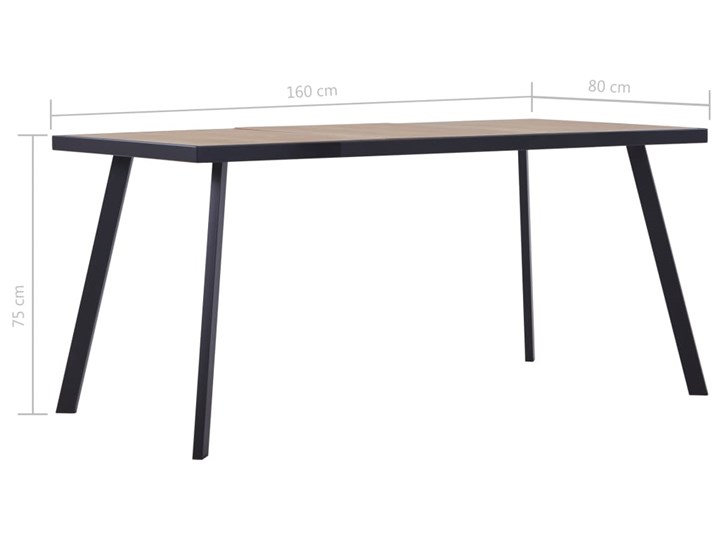 vidaXL Stół jadalniany, jasne drewno i czerń, 160x80x75 cm, MDF Płyta MDF Szerokość(n) 80 cm Stal Kolor Brązowy