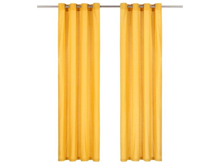 vidaXL Zasłony, metalowe kółka, 2 szt., bawełna, 140x245 cm, żółte Typ Zasłony gotowe Zasłona zaciemniająca Pomieszczenie Salon