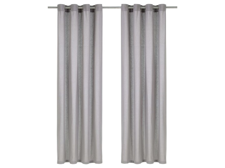 vidaXL Zasłony, metalowe kółka, 2 szt., bawełna, 140x225 cm, szare Pomieszczenie Salon Zasłona zaciemniająca Pomieszczenie Sypialnia