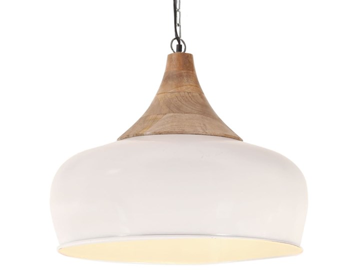 vidaXL Industrialna lampa wisząca, białe żelazo i drewno, 45 cm, E27 Metal Lampa z kloszem Stal Pomieszczenie Jadalnia