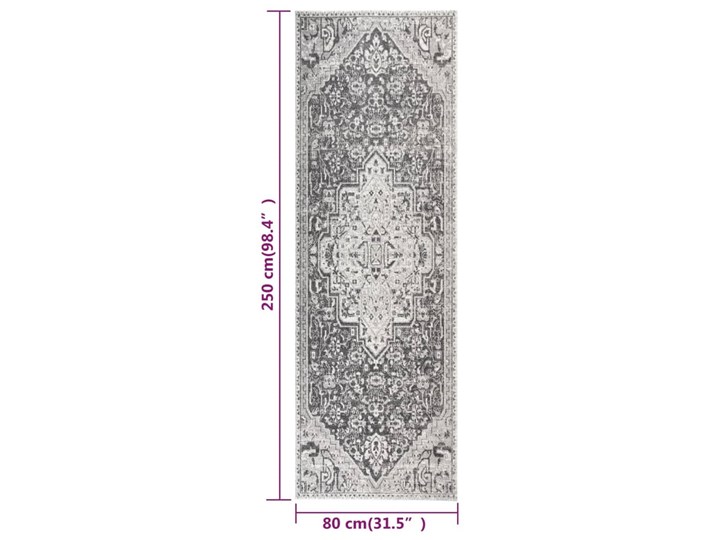 vidaXL Dywan zewnętrzny o płaskim splocie, 80x250 cm, jasnoszary Dywany Pomieszczenie Balkon i taras Dywaniki Syntetyk Kategoria Dywany