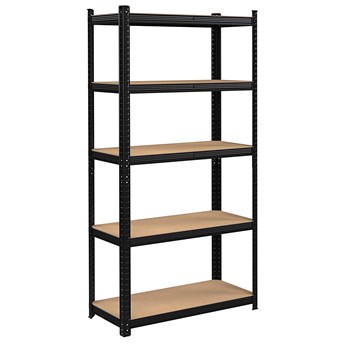 Regał magazynowy 5 poziomów czarny 150x75x30 nośność 625 kg