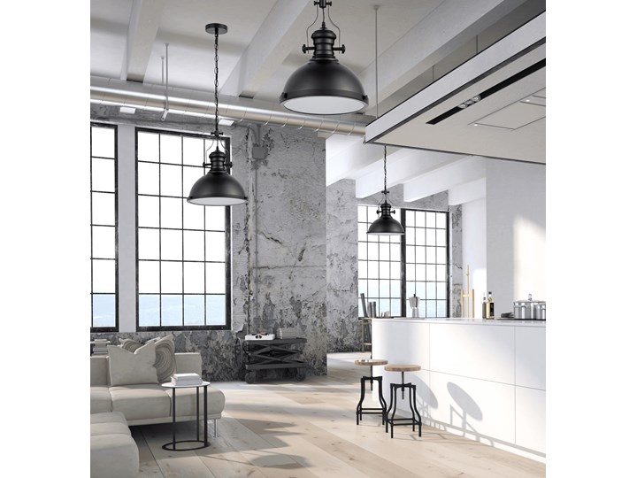 LAMPA WISZĄCA INDUSTRIALNA CZARNA ELIGIO W1 LUMINA DECO Kolor Czarny Szkło Lampa przemysłowa Metal Lampa z kloszem Styl Industrialny