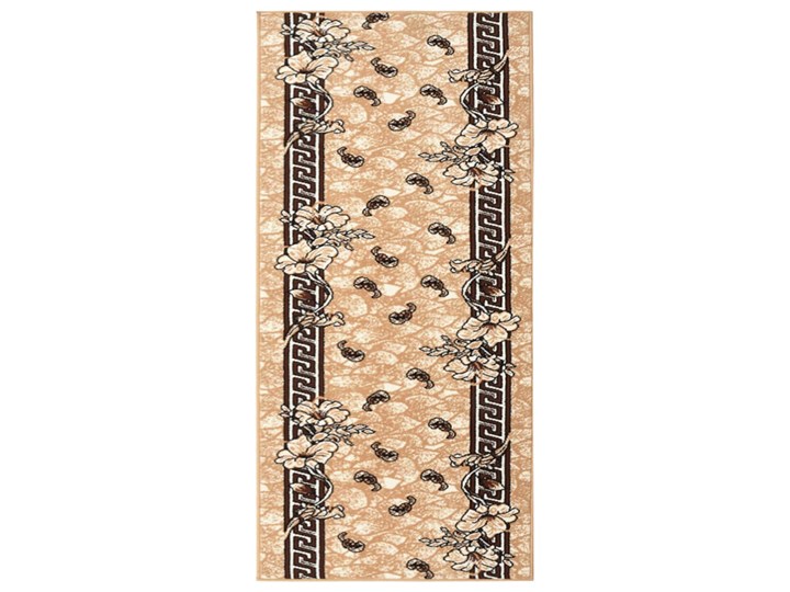vidaXL Chodnik dywanowy, BCF, beżowy, 100x200 cm Dywany Chodniki Syntetyk Prostokątny Pomieszczenie Sypialnia Wzór Roślinny