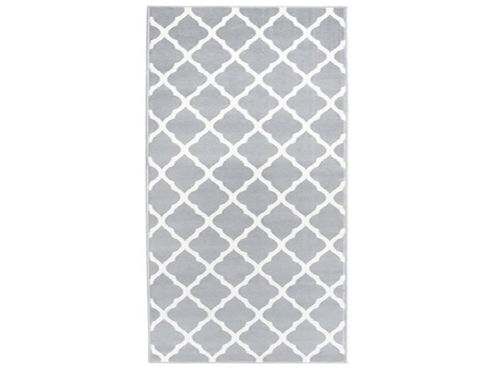 vidaXL Chodnik dywanowy, BCF, szaro-biały, 100x200 cm Prostokątny Dywany Syntetyk Wzór Geometryczny Chodniki Kolor Szary